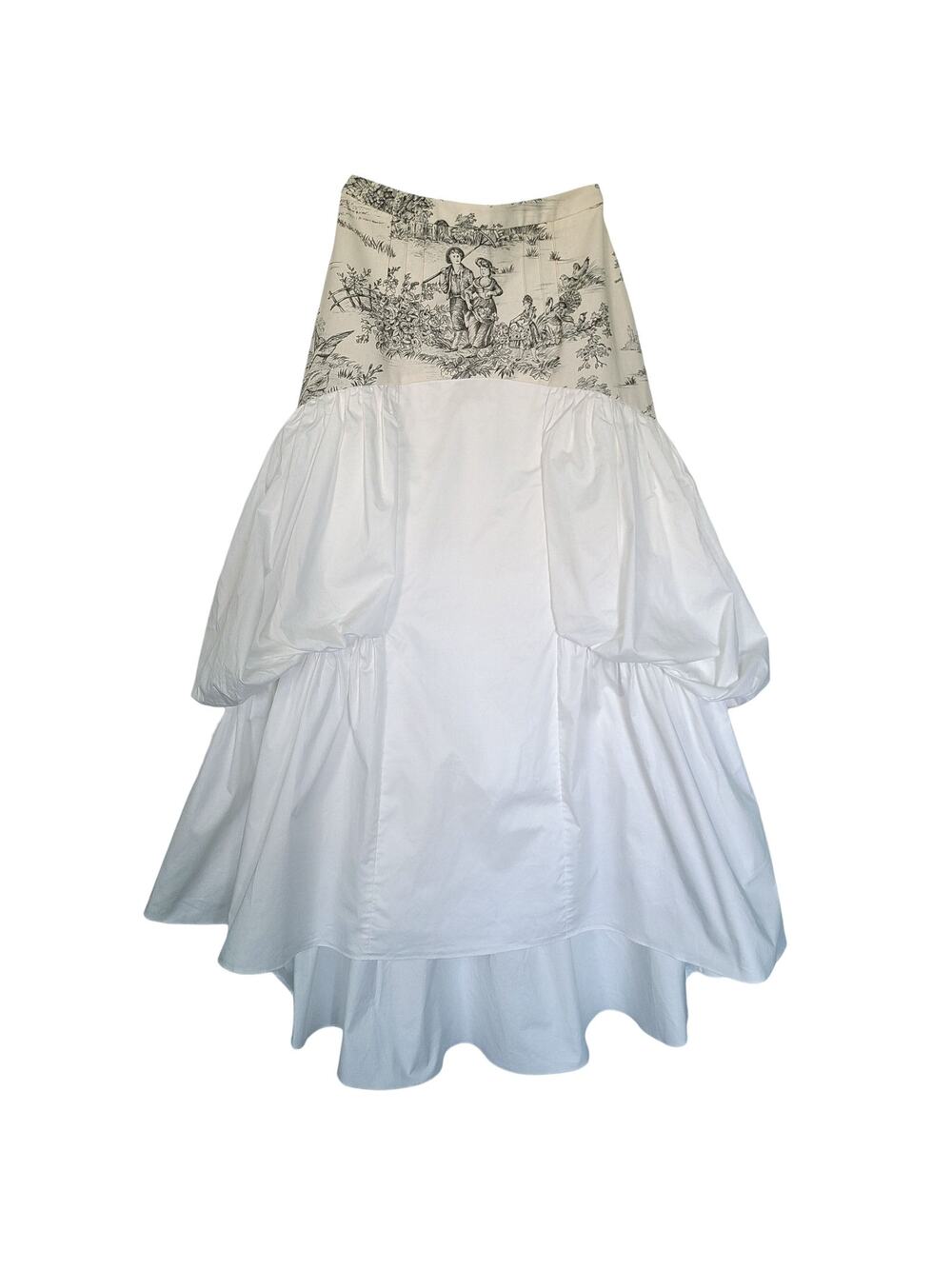 Darja Donezz Toile de Jouy Tiered Maxi Skirt Designer Rare Romantic Style Size S
